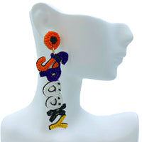 Spooky Season Halloween Word Seed Bead Earrings - Beaded (.75x3.1in)