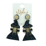 Witch Seed Bead Earrings - Beaded, Halloween (1.625x2.75in)