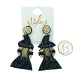 Witch Seed Bead Earrings - Beaded, Halloween (1.625x2.75in)