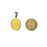 Stainless Steel Guadalupe Oval Halo Portrait Pendant (1419)(0.75x1.5in)