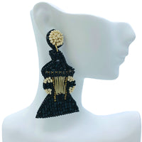 Witch Seed Bead Earrings - Beaded, Halloween (1.625x2.75in)