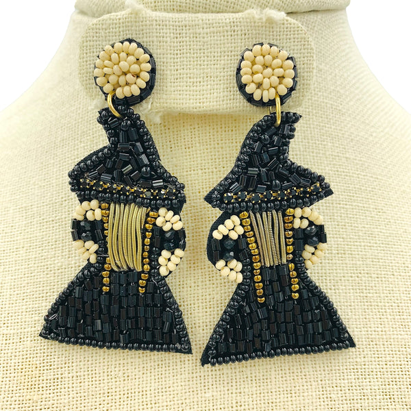 Witch Seed Bead Earrings - Beaded, Halloween (1.625x2.75in)