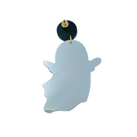 Acrylic & Glitter Ghost Holding Boo Banner Halloween Earrings (1.75x2.75in)