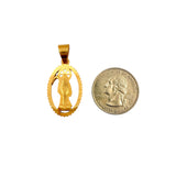 Stainless Steel Santa Muerte Oval Crystal Pendant (8217)(0.75x1.25in)