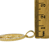 Stainless Steel Santa Muerte Oval Crystal Pendant (8217)(0.75x1.25in)