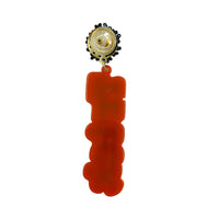 Acrylic Trick or Treat Word Beaded Halloween Earrings (.8x3.25in)