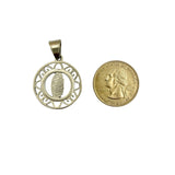 Stainless Steel Guadalupe Crystal Round Halo Portrait Pendant (8382)(1x1.5in)