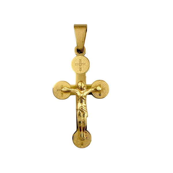 Stainless Steel Cross Crucifix San Benito Pendant (3251)(0.75x2in)