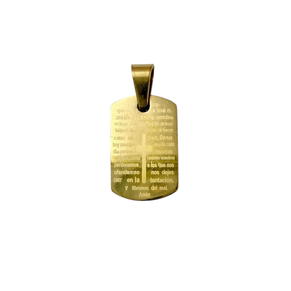 Stainless Steel Padre Nuestro Small Dog Tag Pendant (3031)(0.5x0.9in)