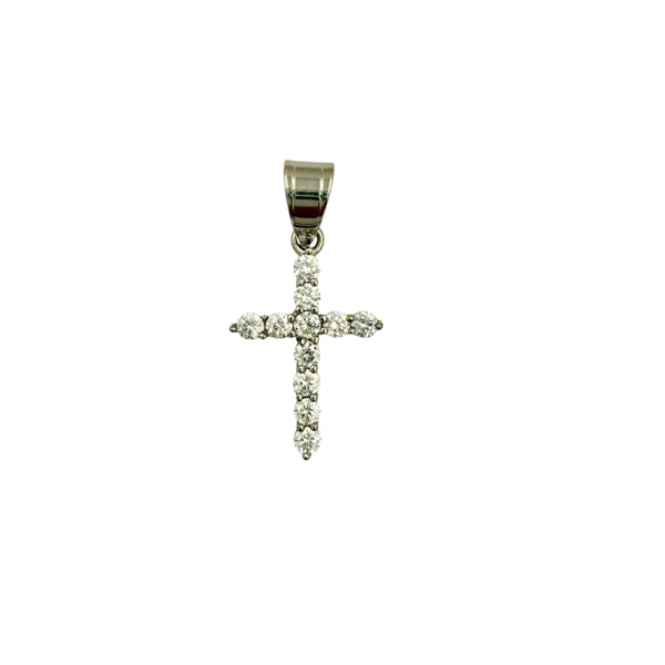 Stainless Steel Small Cubic Cross Pendant (8034)(0.6x1.25in)