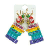 Read More Books Teacher Seed Bead Earrings - School, Beaded (1.25x2.75in)
