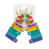 Read More Books Teacher Seed Bead Earrings - School, Beaded (1.25x2.75in)