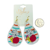 Best Teacher Teardrop Seed Bead Earrings - School, Beaded (1.5x3in)