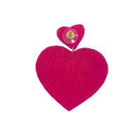 Pink Heart Peace Sign Seed Bead & Crystal Earrings - Beaded (2x2.25in)