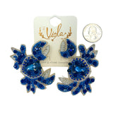 Beaded Crab Seed Bead Earrings in Red or Blue (2x2.75in)
