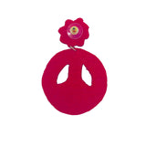 Pink Flower & Peace Sign Seed Bead & Crystal Earrings - Beaded (1.75x2.75in)