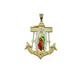 Gold Plated Our Lady of Guadalupe Halo Anchor Pendant (G157)(1.5x2.25in)