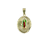 Gold Plated Our Lady of Guadalupe Oval Halo Pendant (A515-3)(1x1.75in)