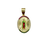 Gold Plated Our Lady of Guadalupe Crystal Halo Pendant - Medium (G205-2-2)(0.75x1.25in)