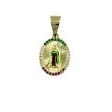 Gold Plated Our Lady of Guadalupe Crystal Halo Pendant (G164-5-1)(0.6x1.25in)
