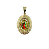 Gold Plated Our Lady of Guadalupe Oval Halo Pendant (H81)(1x1.5in)