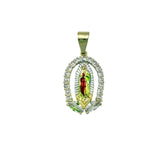 Gold Plated Our Lady of Guadalupe Crystal Halo Pendant (G185-3)(0.6x1.5in)