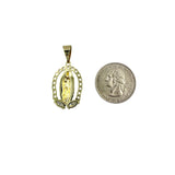 Gold Plated Our Lady of Guadalupe Crystal Halo Pendant (G185-3)(0.6x1.5in)