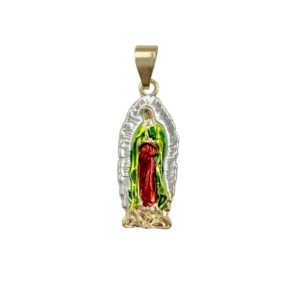 Gold Plated Our Lady of Guadalupe Halo Pendant (H123-3)(0.5x1.5in)