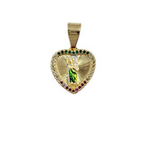 Gold Plated Saint Jude Crystal Heart Pendant (G229-6-1)(0.6x1in)