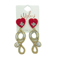 Stethoscope & Heart Seed Bead Earrings - Doctor, Nurse Beaded (1x3in)