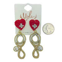 Stethoscope & Heart Seed Bead Earrings - Doctor, Nurse Beaded (1x3in)