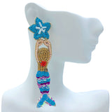 Mermaid Seed Bead Earrings in 2 Colors - Beaded (1x3.5in)