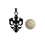 Stainless Steel Black Dual Dragon Pendant (1388)(1.25x2in)