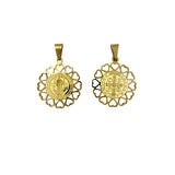 Gold Plated Stainless Steel Heart San Benito Pendant (4091)(1x1.5in)