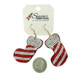 Candy Cane Striped Cushion Stocking Earrings (1x2.5in)