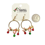 Jingle Bell Christmas Themed Dangle Earrings (1.4x2.75in)