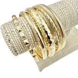 Gold Plated 5 Piece Bangle Bracelets (84544)(2.6in)