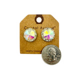 Silver Plated China Crystal 17mm Rondelle Post Earrings