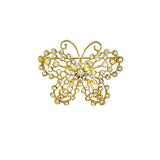 Gold Plated Butterfly Crystal Brooch Pin (2.25x2in)
