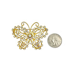 Gold Plated Butterfly Crystal Brooch Pin (2.25x2in)