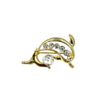 Dolphin Crystal Brooch Pin (AB10760)(1.5x1in)