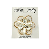 Flower Crystal & Pearl Brooch Pin (AB14176)(1.75x1.75in)