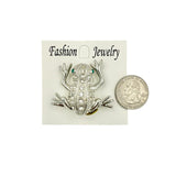 Green Eyed Frog Crystal Brooch Pin (AB7343)(1.5x1.5in)