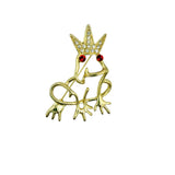 Red Eyed Frog Wearing Crown Brooch Pin (A89952G)(1.5x2in)