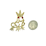 Red Eyed Frog Wearing Crown Brooch Pin (A89952G)(1.5x2in)