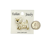 Maltese Dog Crystal Brooch Pin (AB14653/LF-G)(1.25x1.25in)