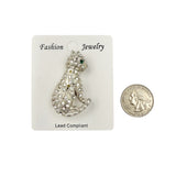 Green Eyed Cat Crystal Brooch Pin (AB14715)(1x2in)