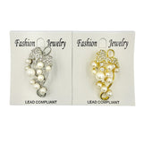 Pearl & Crystal Grape Brooch Pin - 2 Colors (AB13001)(1x2in)