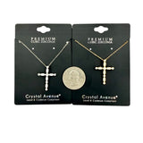 Cubic Zirconia Cross Necklace in Silver or Gold (17463CR)(16+3in)