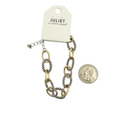 Two Tone Cable Rope Link Bracelet (7+1.5in)